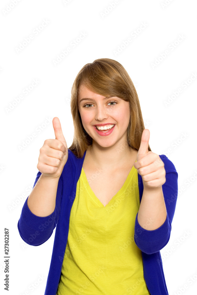 Girl showing thumbs up Girl showing thumbs up