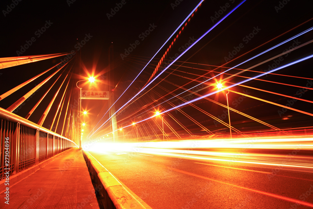 bridge traffic at night