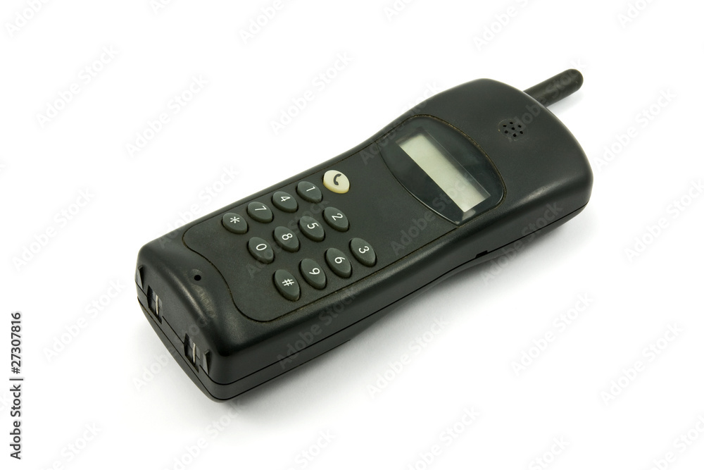 black cordless phone over a white background black cordless phone over a white background
