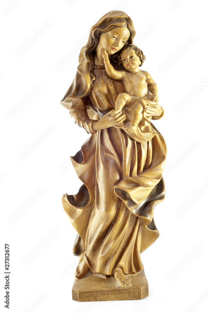 Obraz premium Ancient wooden statue of the Madonna