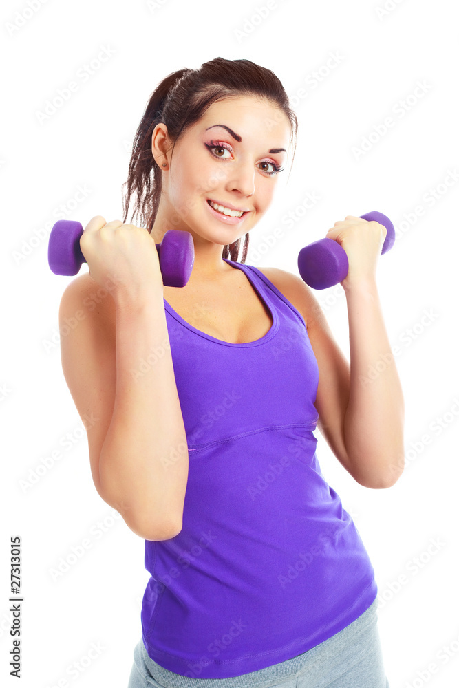 girl with dumbbells girl with dumbbells
