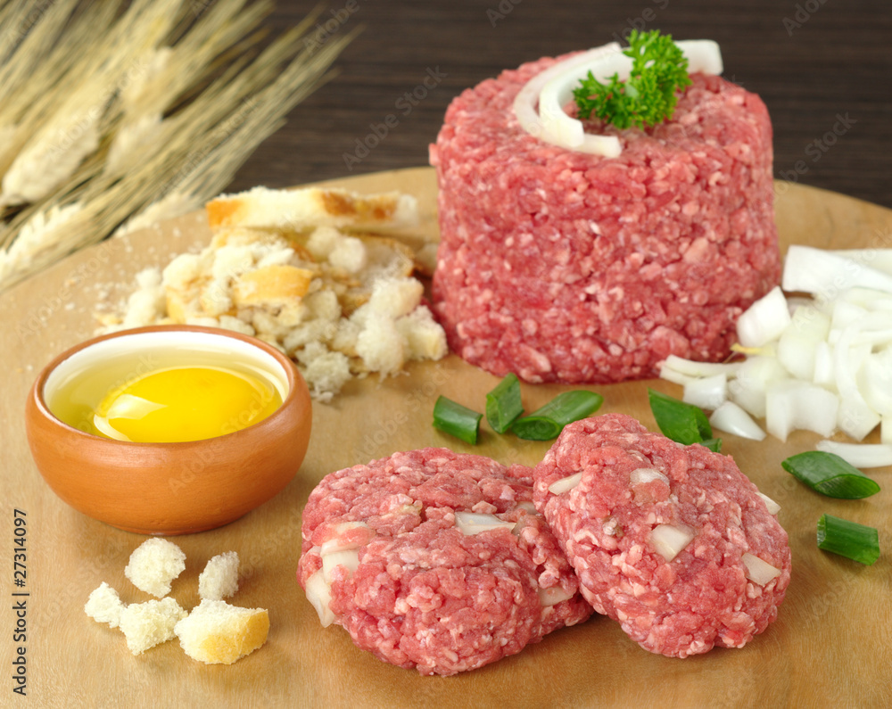 Preparing meatball with ingredients Preparing meatball with ingredients