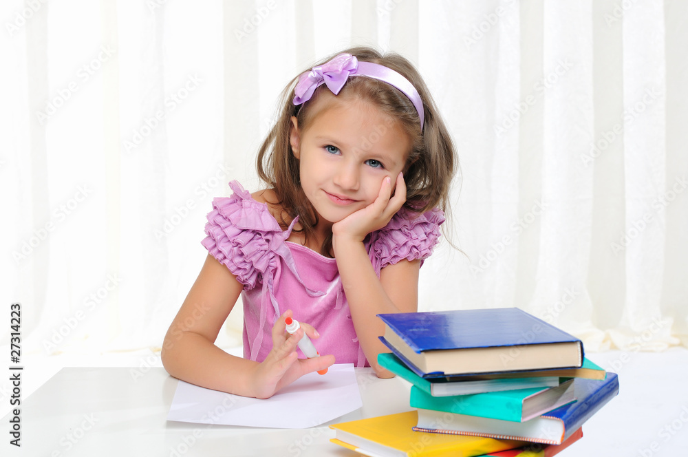 little girl is studying literature little girl is studying literature
