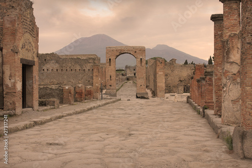 Leinwand Poster Vesuv und die Ruinen von Pompeji