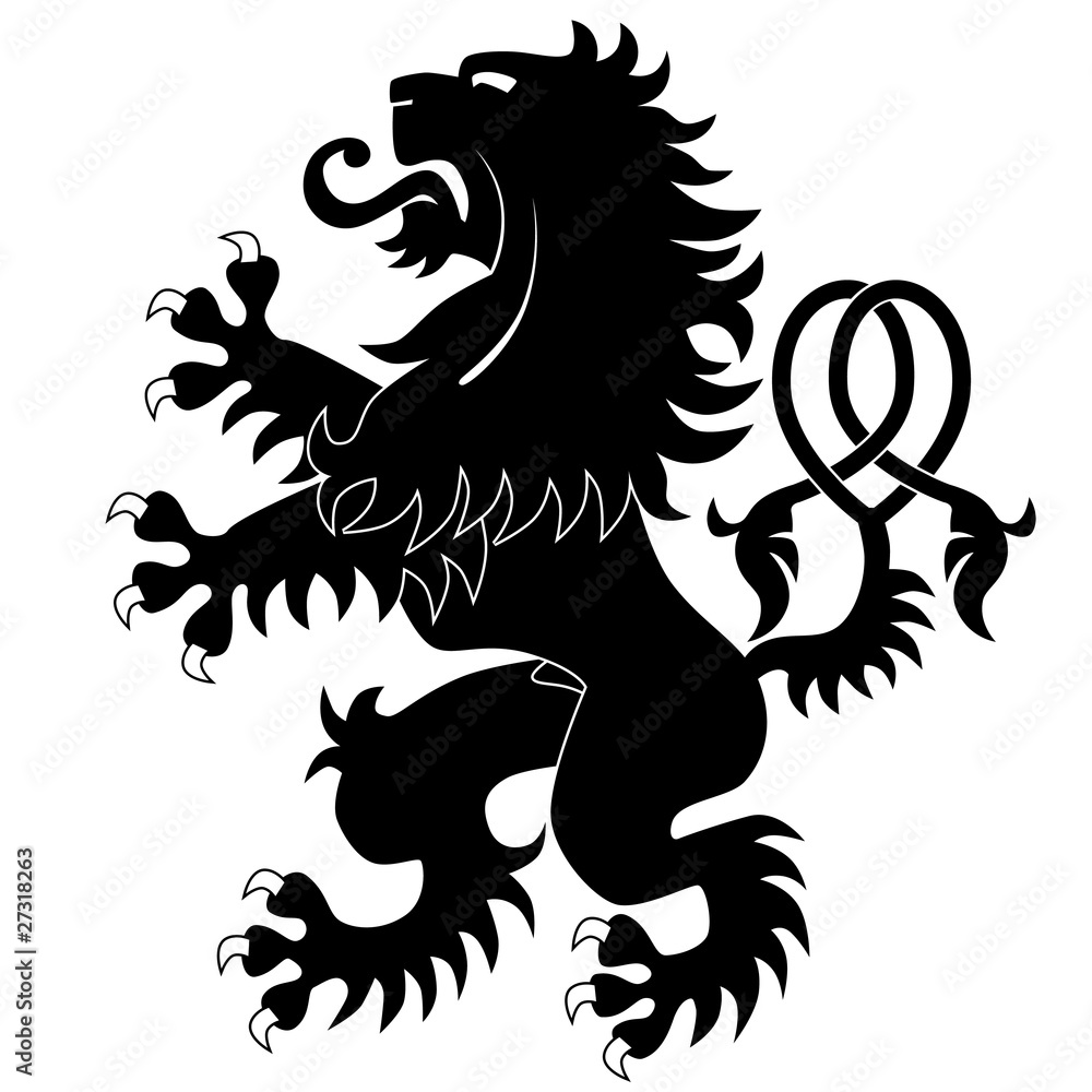 Black heraldic lion Black heraldic lion
