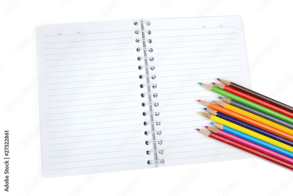 Color pencil and notebook Color pencil and notebook