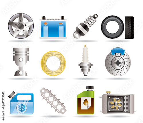 Realistic Car Parts and Services icons