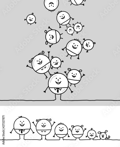 cartoon family - bubbles