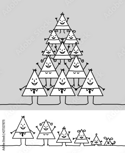 cartoon family - triangles