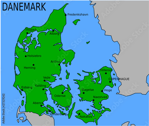 Carte des Villes Principales du Danemark