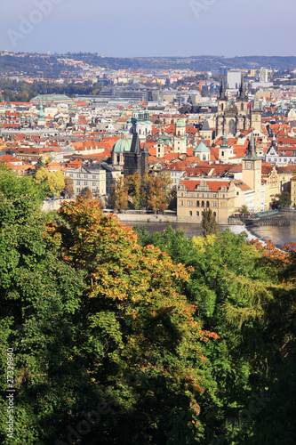 View on the autumn Prague historical city of Czech