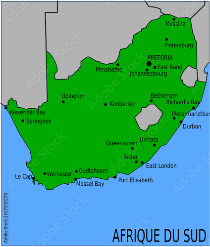 Carte des Villes Principales d'Afrique du Sud