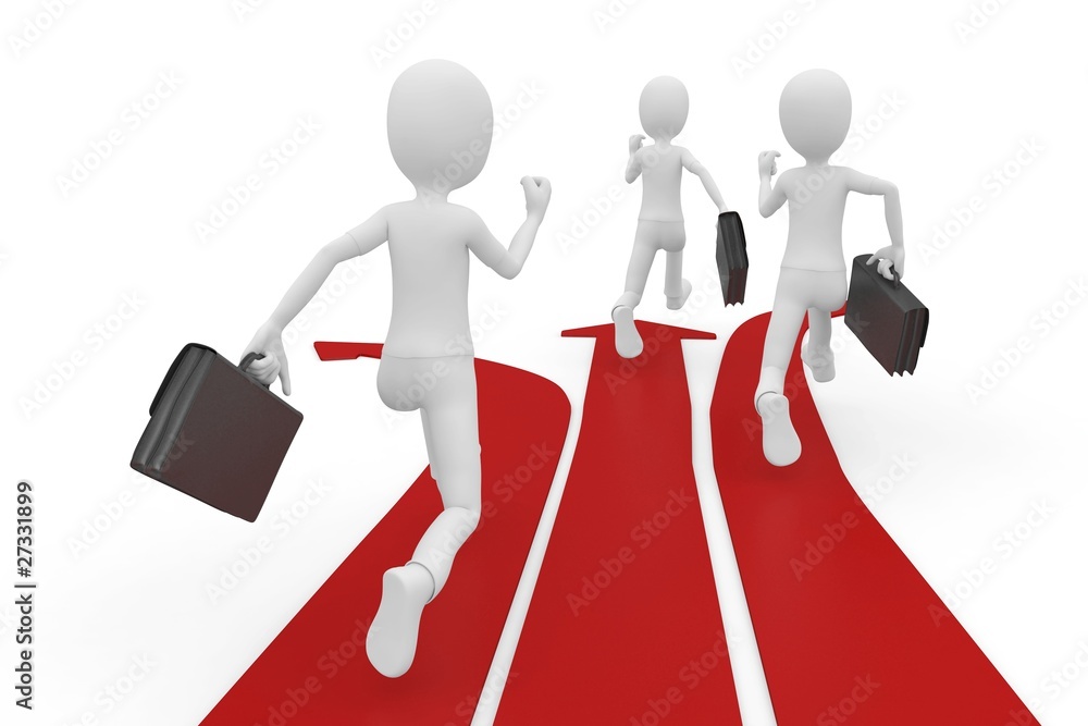 3d man race with multiple arrow paths 3d man race with multiple arrow paths