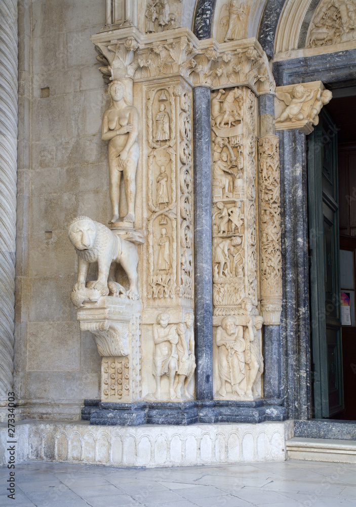 Trogir - croatia - detail of cathedral portal