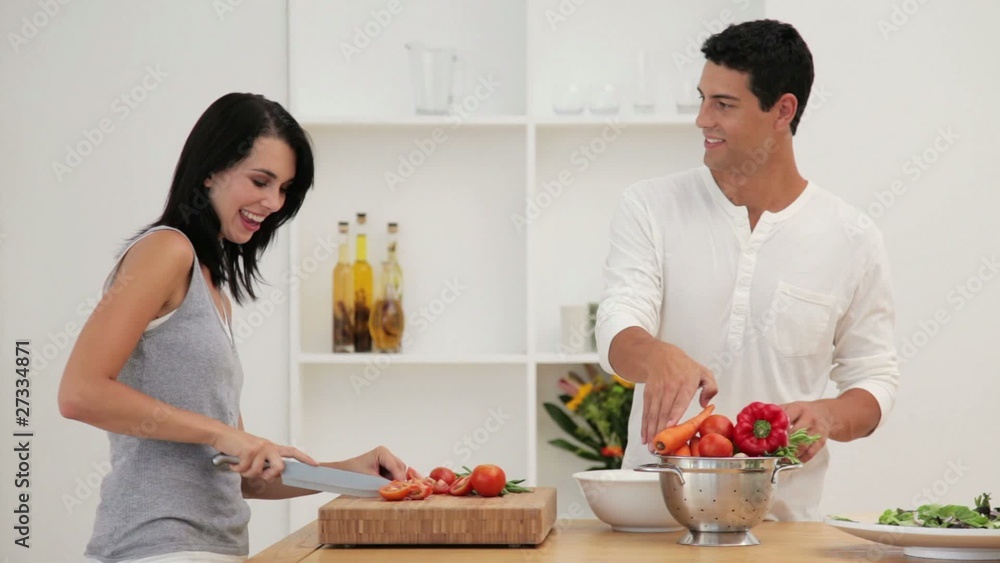 Couple Preparing a Salad Couple Preparing a Salad