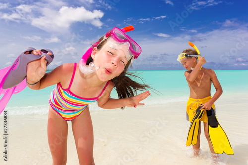 Happy children on beach