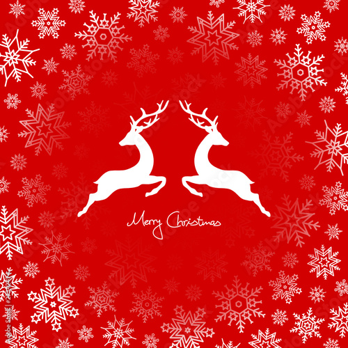 2 Jumping Reindeers & Snowflakes Red
