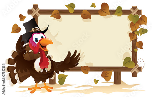 Pilgrim Turkey With A Signboard