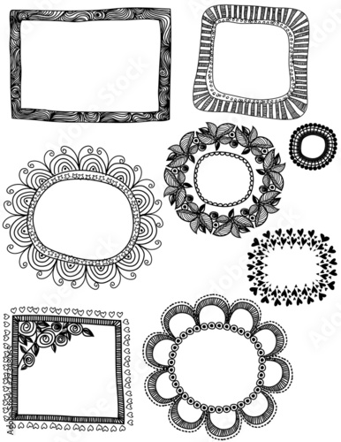 Hand drawn doodle frames, set 2