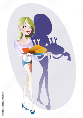 Girl with a festive meal