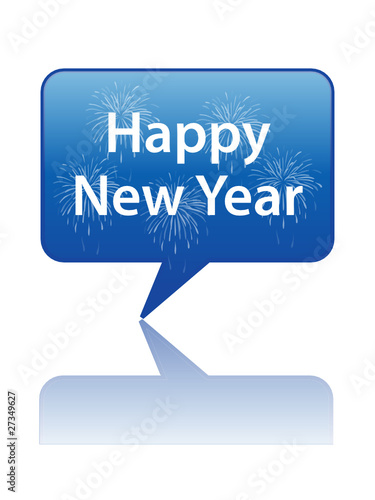 "HAPPY NEW YEAR" Speech Bubble Icon (card message greetings fun)
