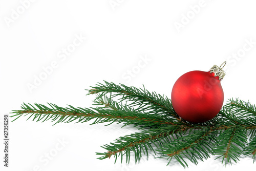 glaskugel auf tannenzweig