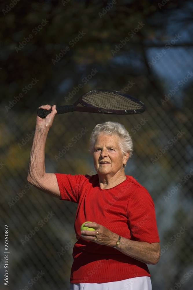 Obraz premium Woman Ready To Serve Tennis Ball