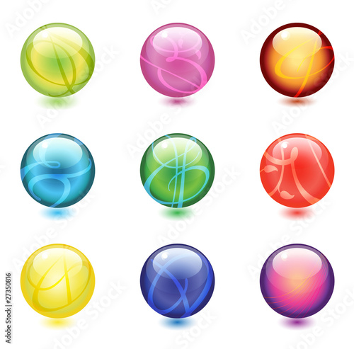 Shiny glass marbles