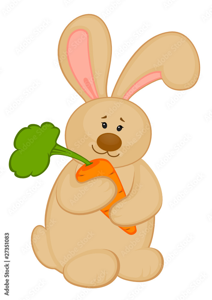 Vector cartoon little toy bunny with carrot Vector cartoon little toy bunny with carrot