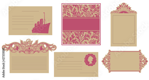 Vintage ocean liner notes, labels, invitations, tags