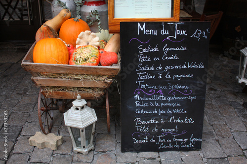 Quadro su tela menu d'un bouchon lyonnais, france