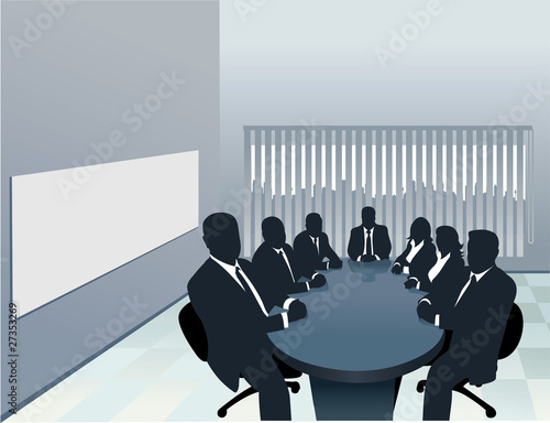 Silhouette of a board room