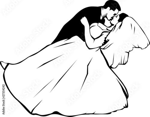 Bride and groom kissing