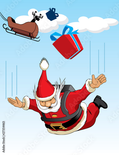 Santa Claus Parachuting