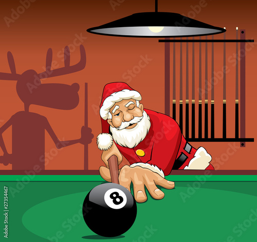 Santa Claus playing pool