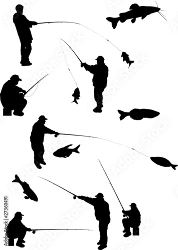 set of fishermen and fishes