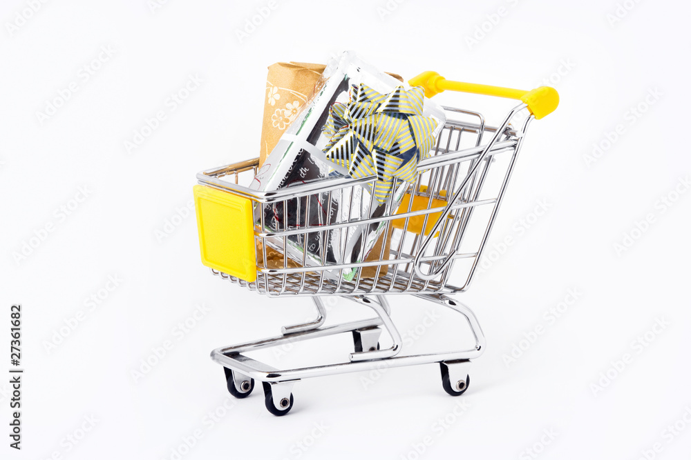 Gifts in a shopping-cart