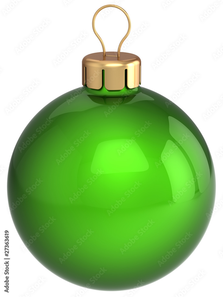 Christmas ball. Green shiny bauble decoration (Hi-Res)