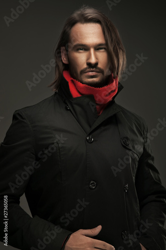 Handsome guy wearing autumn clothes photo