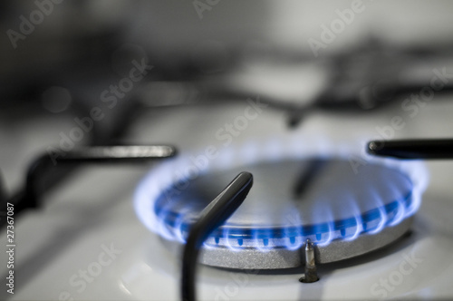 Burning gas in a kitchen stove