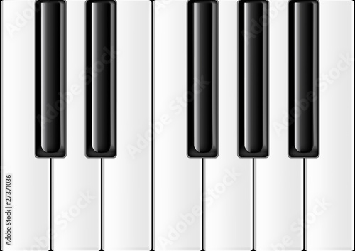 The keyboard of the classical piano in an octave range