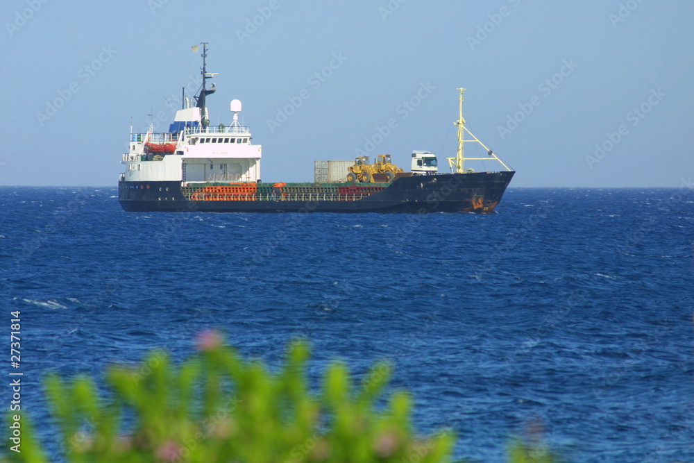 Industrial ship in Mediterranean sea