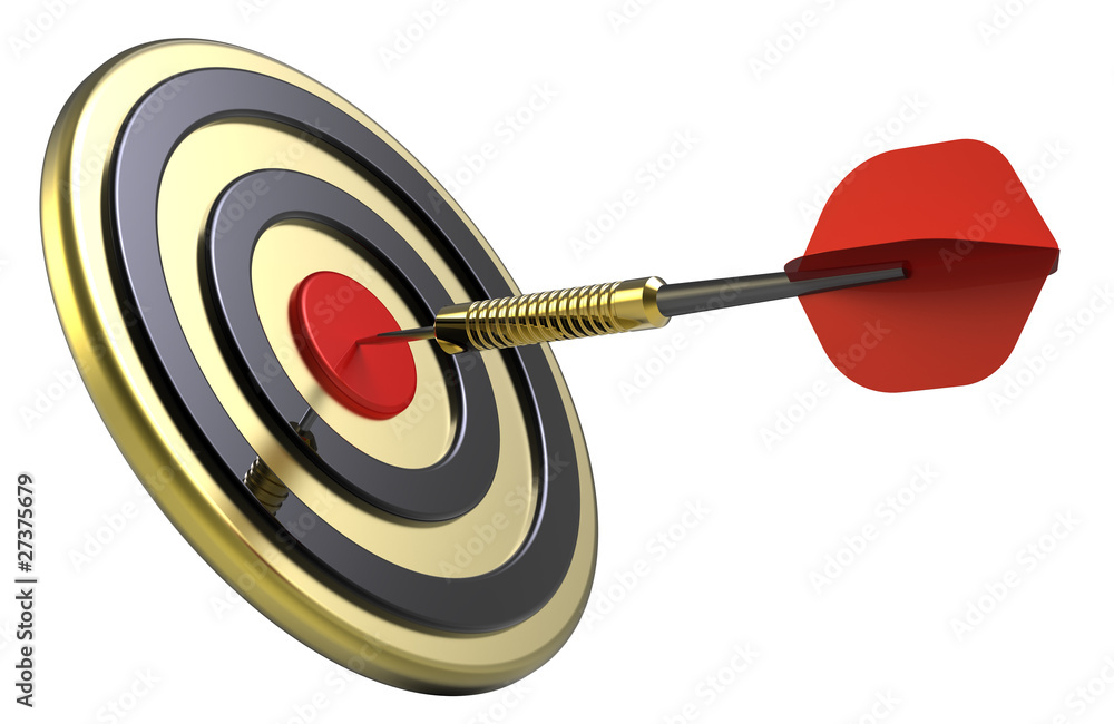 Red target and dart close-up isolated on white background. Red target and dart close-up isolated on white background.