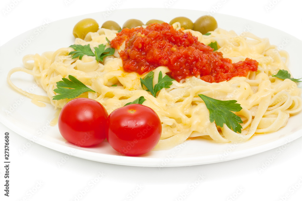 pasta with cheese and sauce of peppers, tomatoes and garlic pasta with cheese and sauce of peppers, tomatoes and garlic