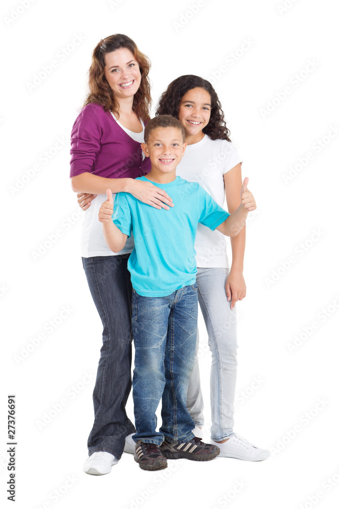 pretty mother and teen kids