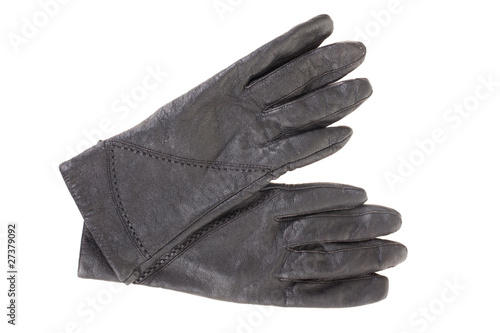 Woman's black leather gloves,