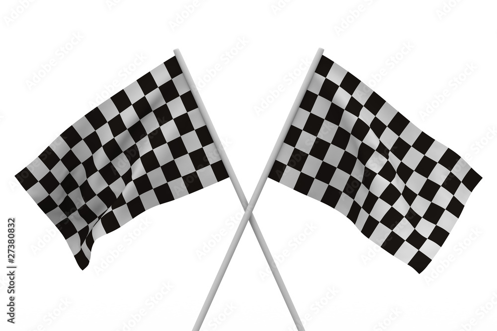 Fototapeta premium finishing checkered flag on white background. Isolated 3D image
