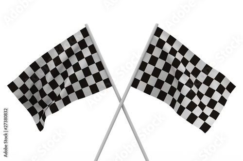 finishing checkered flag on white background. Isolated 3D image © Sergey Ilin