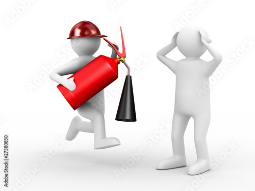 fireman on white background...