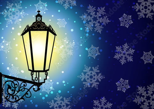 Old street lamp in winter night